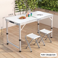 Elegan Home Meja Lipat Koper 4 Kursi Meja Lipat Meja Koper Aluminium meja Portable Kaki