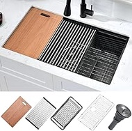 32 Black Undermount Kitchen Sink, Bewitch-32X19X10 Inches Black Stainless Steel Single Bowl Under Mo