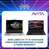 AVITA LIBER V14 14" AVT-NS14A8MYF561 LAPTOP- MATT BLACK/SPACE GREY (I5-10210U, 8GB, 512GB SSD, WINDOWS 10)