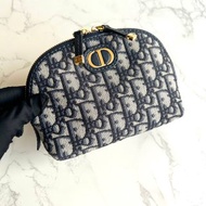 Christian Dior藍色老花30 Montaigne皮革包 中古包 化妝包 手拿