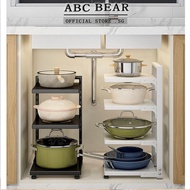 【SG】Adjustable Pot Rack Pot Organiser Under Sink Kitchen Sink Organiser Kitchen Rack Steel Kitchen P