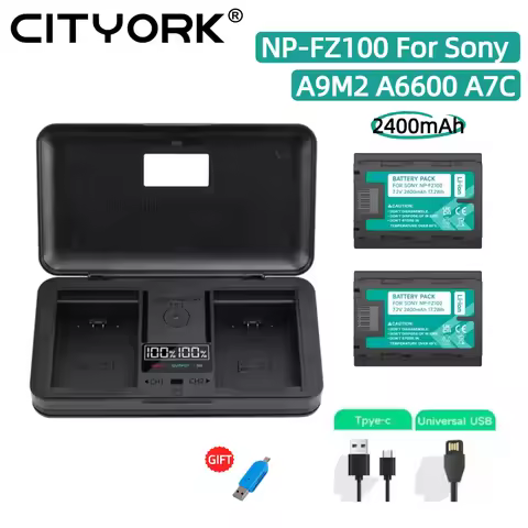 NP-FZ100 NPFZ100 NP FZ100 Battery torage Box LCD Dual Charger for Sony A6600 A6700 A7m3 A9 a7R III a