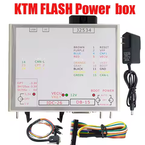 KTM FLASH JTAG Power Box ECU-Soft Programmer Via J2534 Works 3 Modes Green LED Openport 2.0 Multi-Pu