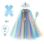 Halloween Frozen Elsa Princess Cloak for kids Birthday gift girls Dress Up Cape Robe+Necklace Set
