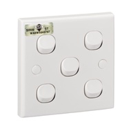 Schneider S-Classic 5 Gang 1 Way Flush Switch 10A Rocker Wall Light Switch (Urbanware)