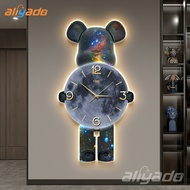 Led Wall Clock Large Living Room Wall Clock Seiko Lighting Style Clock Decorative Painting Bear