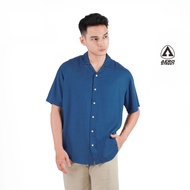 Aerostreet Kemeja Rayon Marva Prussian Blue Hawai Polos Cerah QABAA