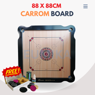 EUMIKA 88X88CM Carrom Board Tournament Carrom Board Permainan Set Papan Karom Board Papan Carrom Car