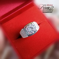 cincin lelaki permata putih silver 925, cincin lelaki perak 925 batu putih, silver 915 mwn ring whit