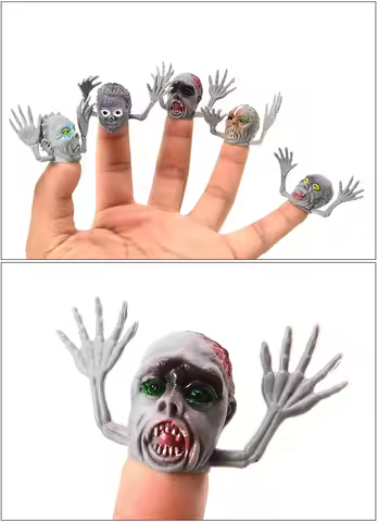 12pc Horror Story Ghost Head Finger Cover Mini Ghost Zombie Telling Story Puppets Hand Toys Hallowee