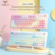 Aula F3099 99 Key Tri Mode Mechanical Feel Keyboard Rgb Backlit Rotary Knob Silent for Pc