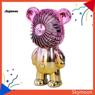 Skym* USB Fan Mute Strong Wind Rechargeable Cartoon Violent Bear Mini Electric Table Handheld USB Fan for Dormitory