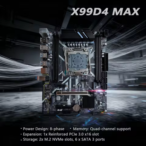 X99 Motherboard 8-phase Power Design Xeon E5 LGA2011-3 V3/V4, DDR4 ECC REG/DDR4 PC RAM, Quad Channel