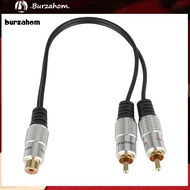 BUR_ 2 RCA Male to 1 Female-Y Splitter Adapter Cable/Lead-Subwoofer Audio Split Cable
