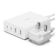 Belkin BoostCharge Pro GaN 108W 4埠快速充電器 - 白色 | 96W快充PD口 | 智能電力共享 | 香港行貨