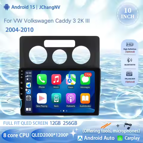 Android 15 For VW Volkswagen Caddy 3 2K III 2004-2010 Car Radio Multimedia Video Player Navigation s