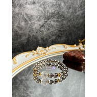 Natural smoky citrine with nine tail fox charm diy bracelet