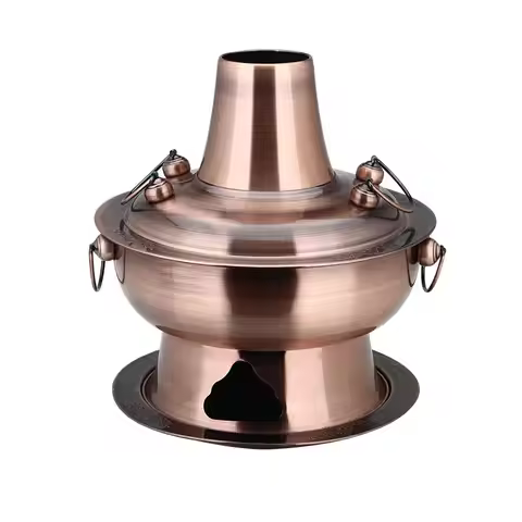 Beijing Chinese Hot Pot 30/32/34/36cm Large Copper Stainless Steel Traditional Charcoal Hot Pot Cook