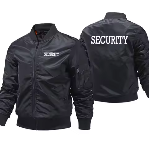 SECURITY Print Design Bomber Jacket Men Autumn Winter Thick Windproof Warm Jacket Military Jacket Ai