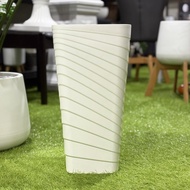 (แบบใหม่)กระถางต้นไม้สไตล์มินิมอล 9541-9543 ลายคลื่น ทรงสูง มีให้เลือก3สี 3ขนาด