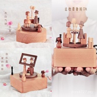 Music Box Wooden Gift Decoration Music Box Log Sky City Home Creative Valentine's Day CP2I