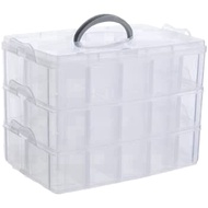 Arts, Crafts and Jewelry Organizer Stackable 3-Tier Clear Plastic Organizer with 30 Adjustable Compartments