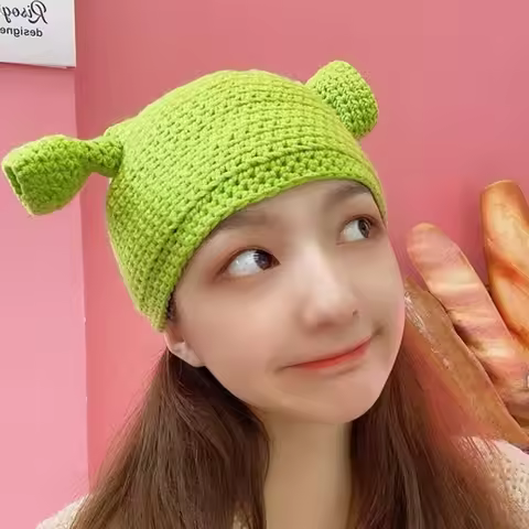 1/2pcs Monster Shrek Hat Unisex Balaclava Funny Knitted Cap Green Funny Beanie Skullies Cap Winter W