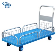 ST/🥦Senfan Ultra-Quiet Platform Trolley Large Cart Band Guardrail Platform Trolley plus Size Extra Long Widened Trolley