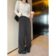 Quần Ống Rộng Cạp Cao EKOOL Quần Dài Thường Ngày Cho Nữ Mùa Đông Dày Dặn Rộng Rãi Quần Dài Ống Đứng 