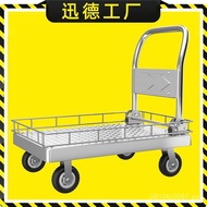 Foldable Cargo Cart with Guardrail for Delivery A1Handcart with Fence Flatbed Cart Transport Cart IC