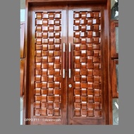 PINTU JATI SOLID KUPU TARUNG MOTIF ANYAM MINIMALIS MODERN 398