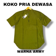 TERBARU 2025 Baju Koko Pria Lengan Pendek Warna Hijau Botol Pakian Muslim Pria Dewasa
