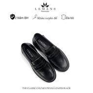 The Classic Chunky PENNY LOAFER Black LEMANS 02 Phiên Bản - Đế cao 5cm Full cao su nguyên khối Da bò