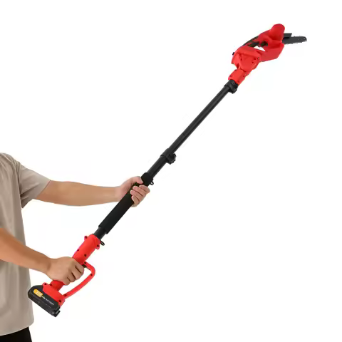 Electric Pole Saw 2-in-1, 21V Chainsaw with Extension Pole 70.9in, 400W Brush Motor Dual Battery for