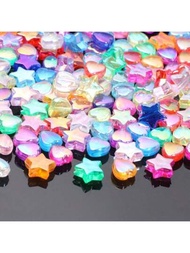 200 piezas de cuentas acrílicas en forma de estrella y corazón en colores surtidos para hacer pulseras, collares y joyas DIY