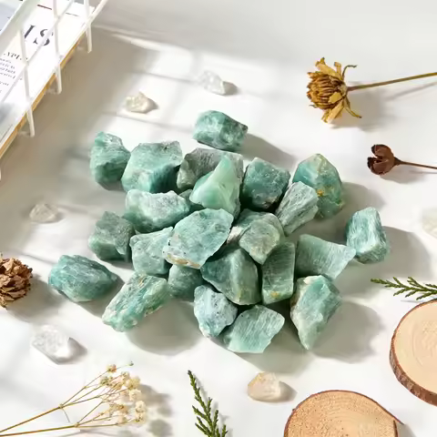 Niche Raw Amazonite Mint Blue-Green Glow Unique Cloud Texture Healing Collectible