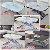 東西物聚 - 包送貨-小戶型伸縮圓形升降茶几 105cm 八腿+側拉+抽屜 玻璃 顏色備註 二合一升降餐枱 多功能餐檯 餐桌 茶桌