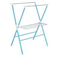 X型多功能折疊雙桿曬衣架(天空藍) 吊衣架 掛衣架 晾曬架