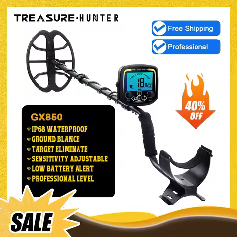 Treasure Hunter GX850 11inch Coil Professional Metal Detector Pinpointer Underground Waterproof Gold