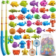 NIPLOOOW Pool Fishing Toys Games, Water Table Bathtub Toy With Inflatable Pool Pole Rod Net Plastic 