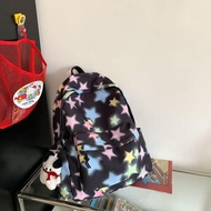Colorful star printed backpack with large capacity for women suitable for students to go to school a
