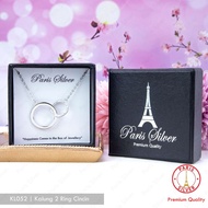 Kalung Infinity Necklace Model 2 Ring Cincin Perak Asli Silver 925 Lapis Emas Liontin Wanita Korea I