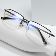[MonicaLam]Myopia Glasses Rim Men's Fashion Anti-Blue Light Optical Metal Half Frame Small Frame Rayban Business Glasses Frame Female