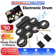 Electronic Drum Set 7-Pad Drum Kit For Kids Roll-Up Portable Foldable with Stick