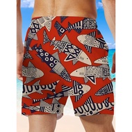 Men's Trendy 3D Printed Casual Beach Pants Equipped with Drawstring Waist Design, It Is the Perfect 