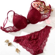 内衣 triumph bra 9118 Tahun Honmei Set Bra Renda Musim Panas Wanita Merah Sederhana Tebal Nipis Bra Se