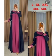 Gamis Ceruty Rempel Dada - Pakaian wanita dewasa simpel 2022 mewah ANISA Maxi LD 140 L XL XXL 3XL 5X