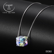TATA SILVER New Genuine 925 Italy Silver Crystal Centerchain Necklace