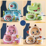 Cute Children Bamboo Fiber Baby Feeding Bowl Dishes Tableware Infant Portable Creative Kid Plates Ta