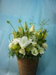 台北市~典雅歐風設計造型盆花桌花~玫瑰百合 伯利恆之星 桔梗~生日 榮陞榮調